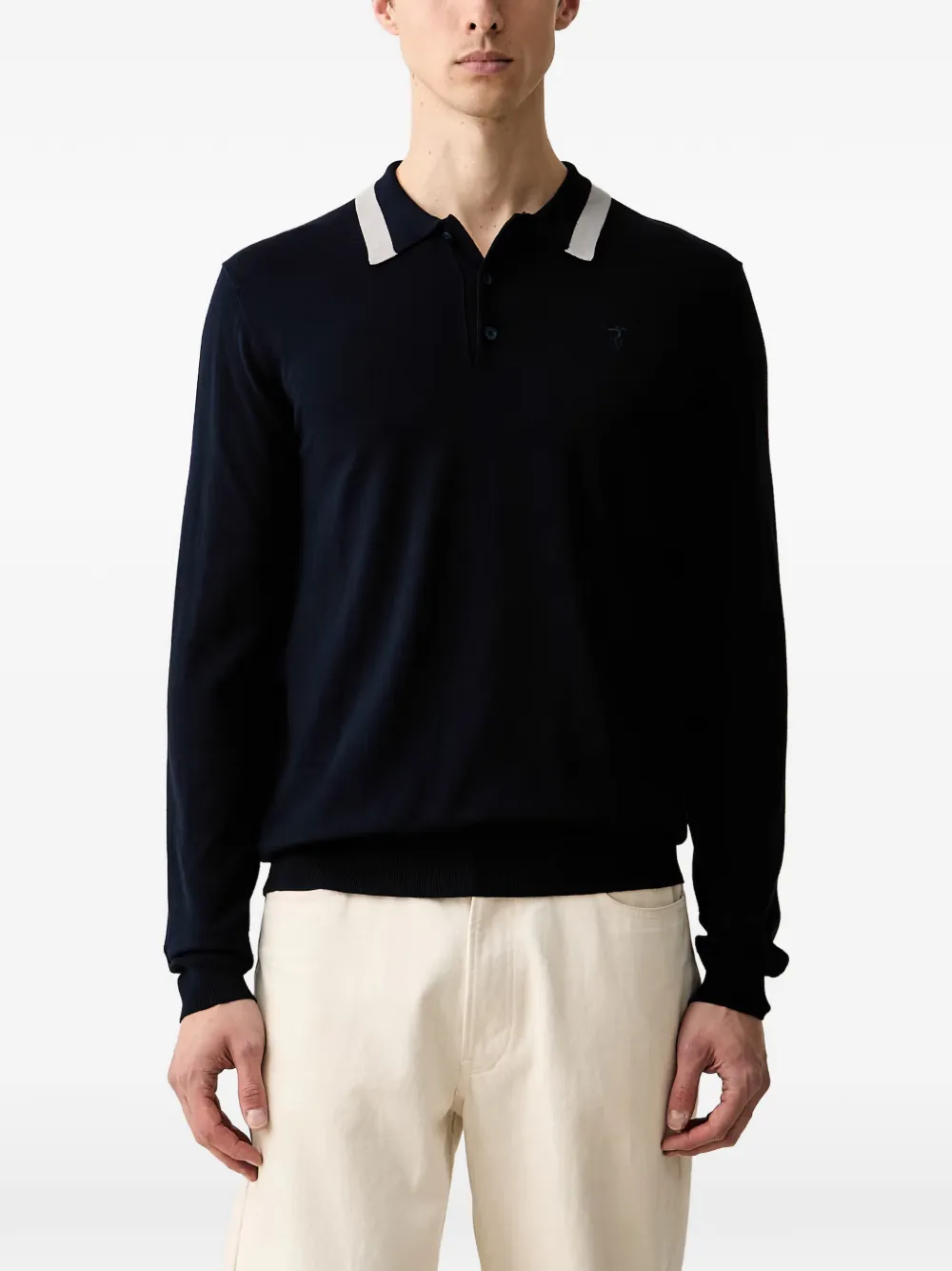 Trussardi contrast-collar polo shirt - Blu