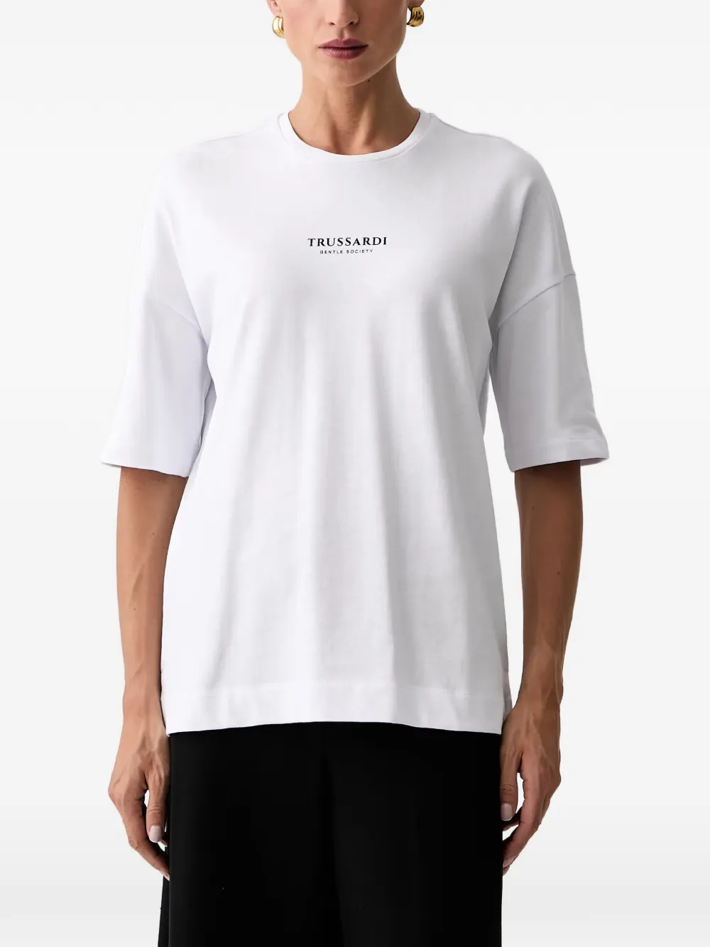 Trussardi logo-print drop-shoulder T-shirt - Weiß
