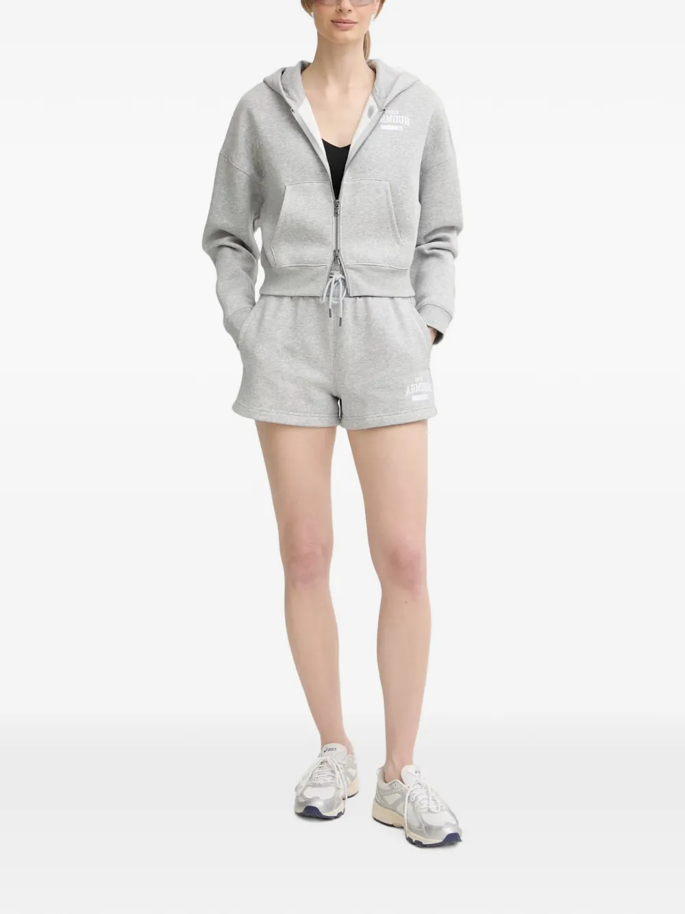 Under Armour Hoodie met logoprint en rits Grijs