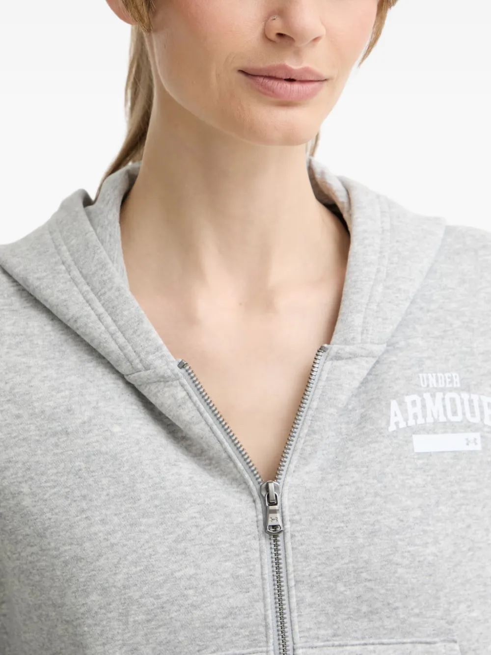Under Armour Hoodie met logoprint en rits Grijs