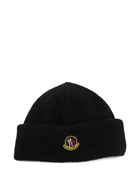 Moncler logo-patch ribbed beanie hat