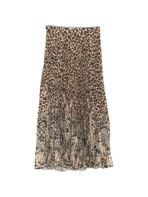 ETRO leopard-print Paisley-print pleated skirt