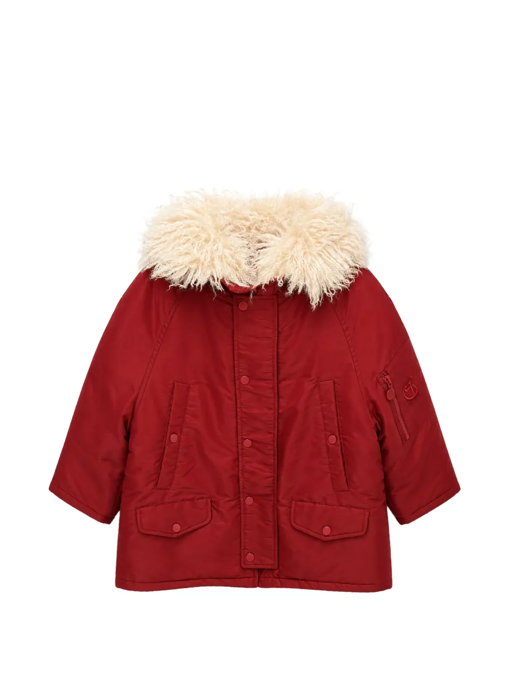 Stella McCartney Kids faux-shearling-trim hooded padded jacket - Rosso