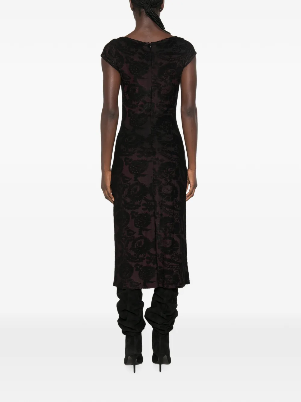 ETRO Devoré midi-jurk met paisley-print Zwart