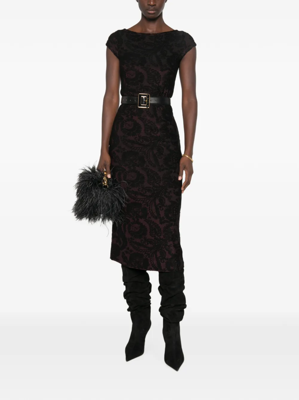ETRO Devoré midi-jurk met paisley-print Zwart
