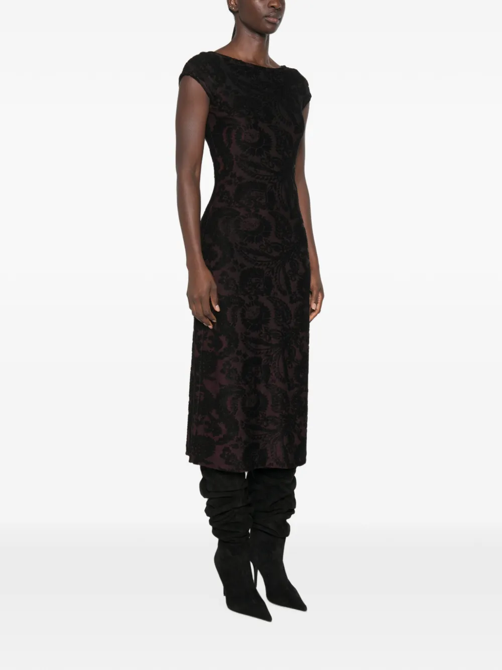 ETRO Devoré midi-jurk met paisley-print Zwart
