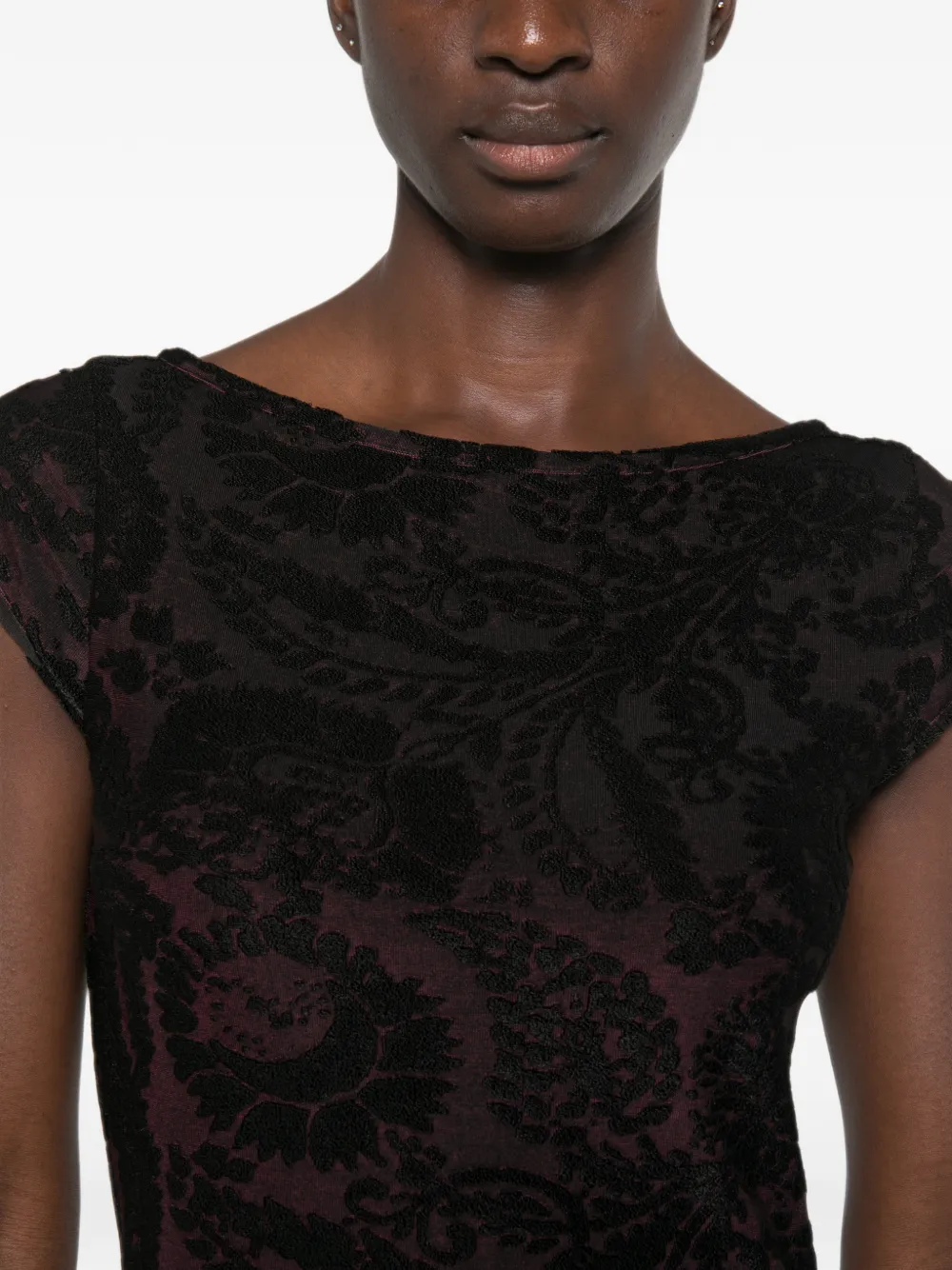 ETRO Devoré midi-jurk met paisley-print Zwart