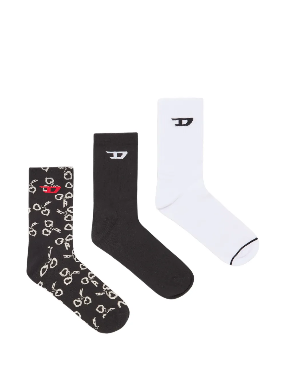 Diesel 3-pack sokken met handcuff-patroon Zwart