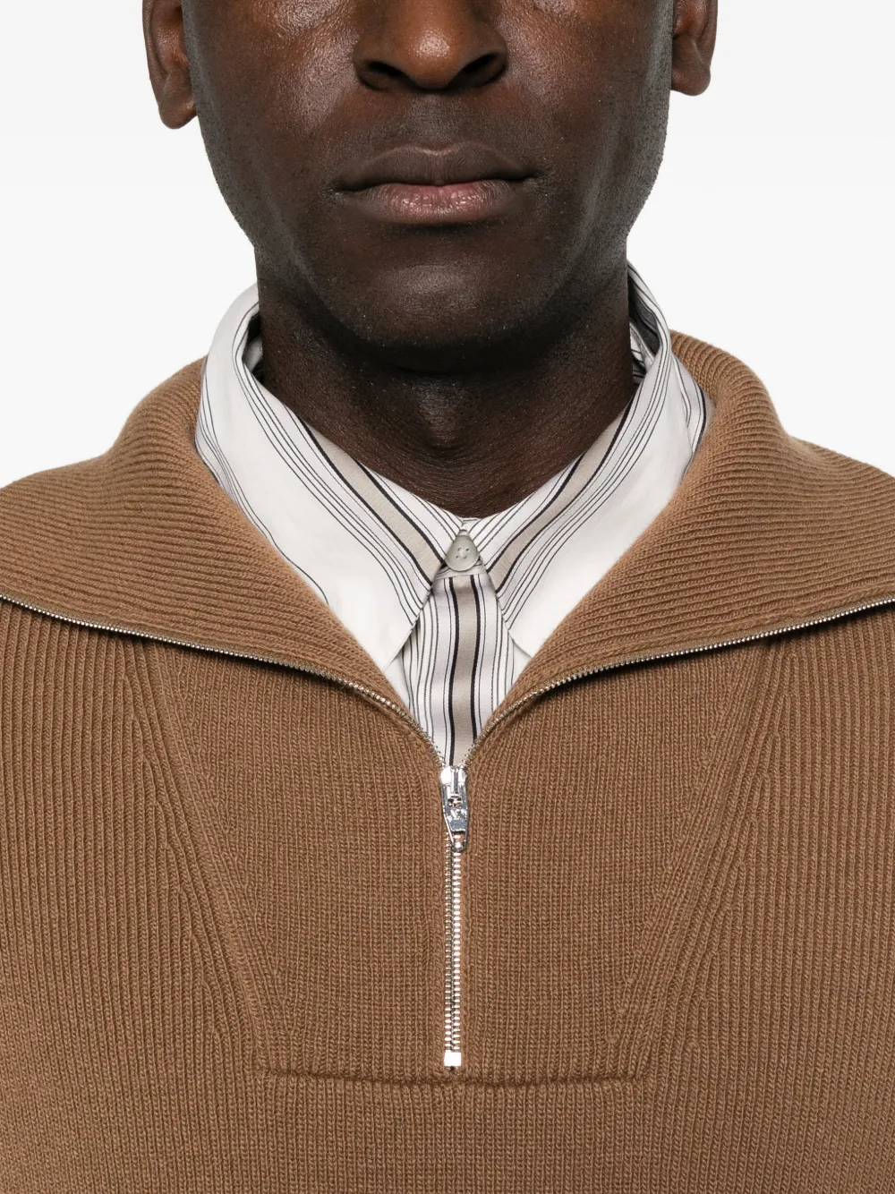 Valentino Garavani half-zip ribbed-knit sweater Bruin
