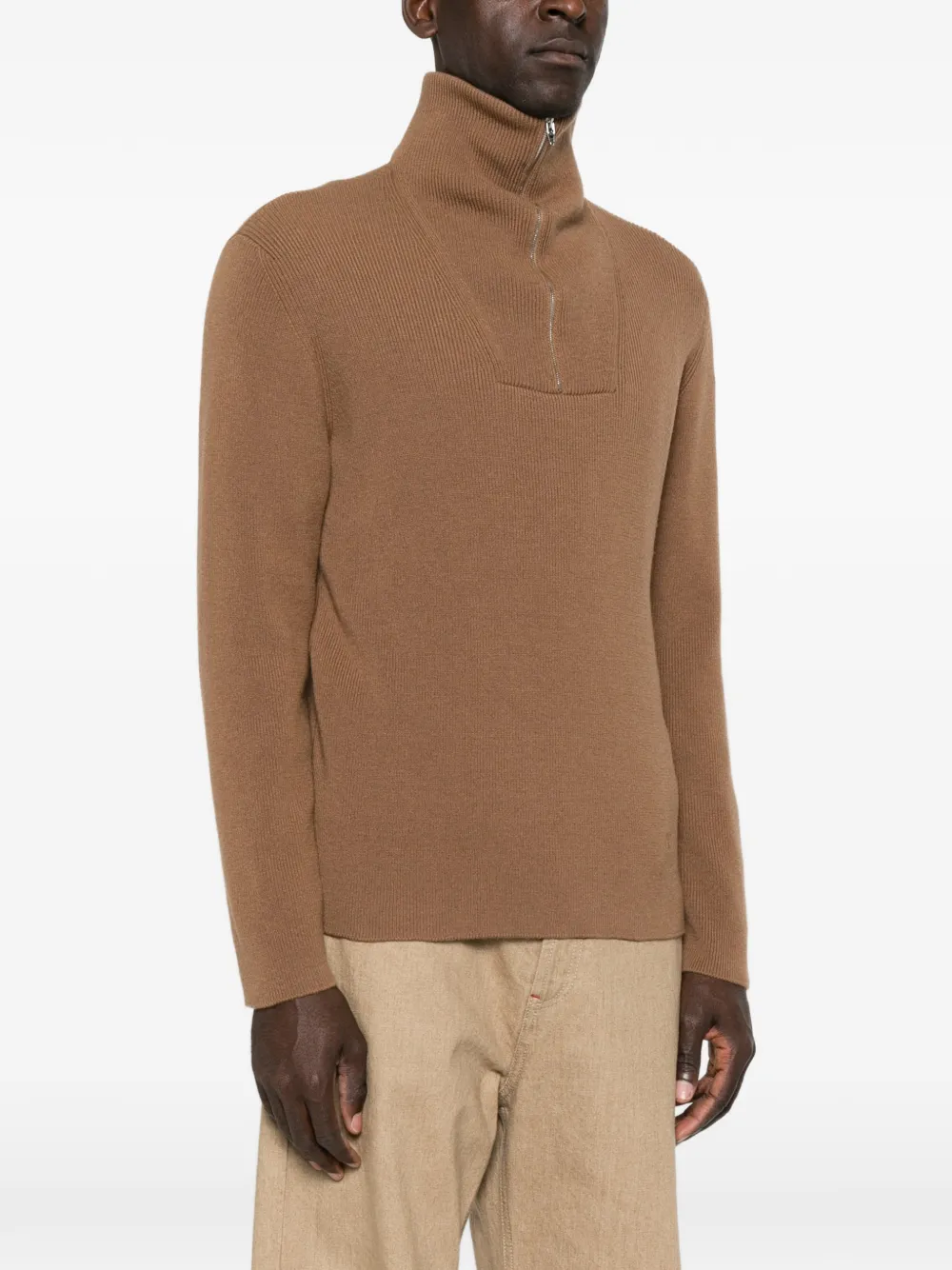 Valentino Garavani half-zip ribbed-knit sweater Bruin