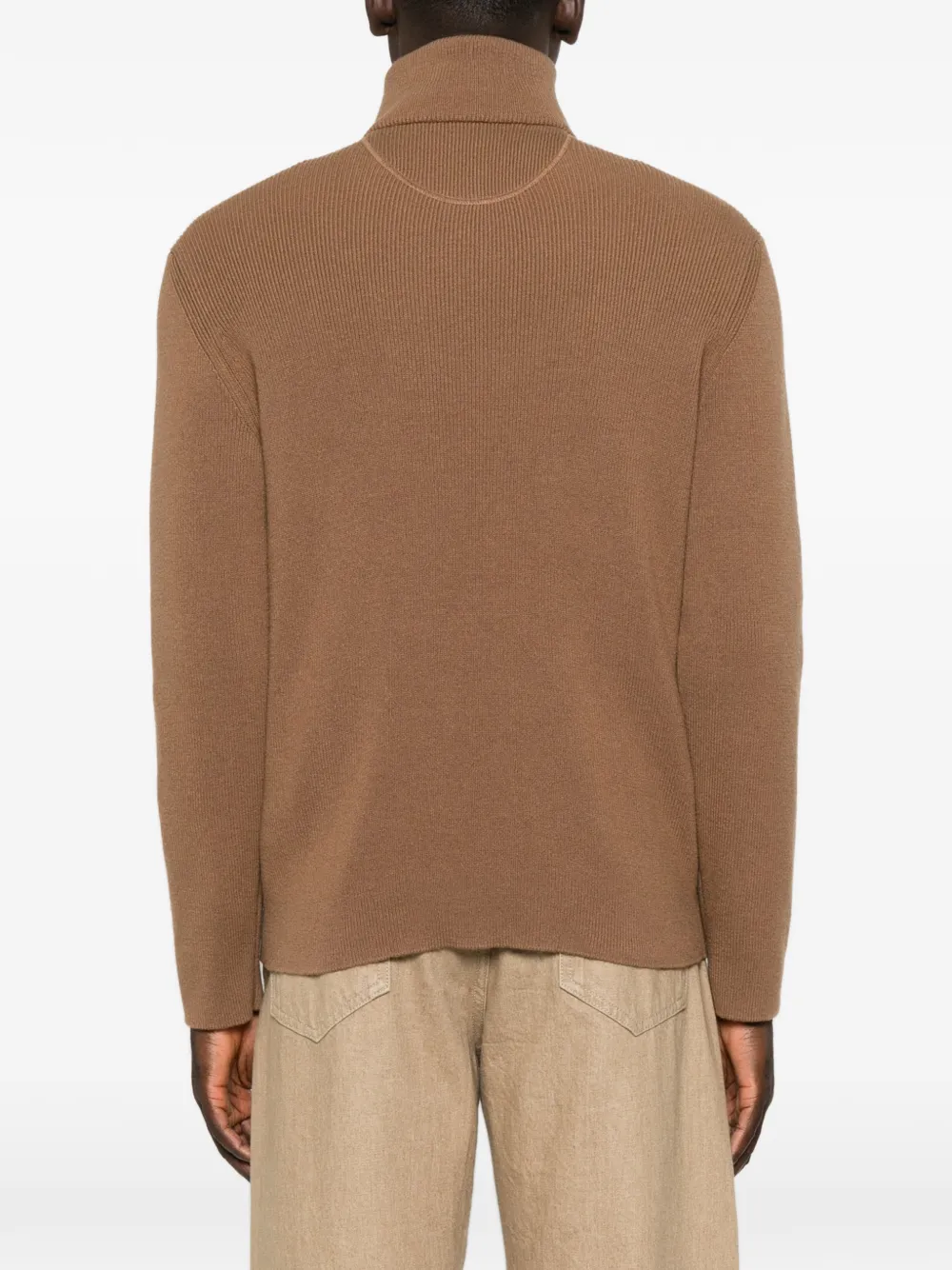 Valentino Garavani half-zip ribbed-knit sweater Bruin