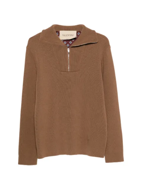Valentino Garavani half-zip ribbed-knit sweater