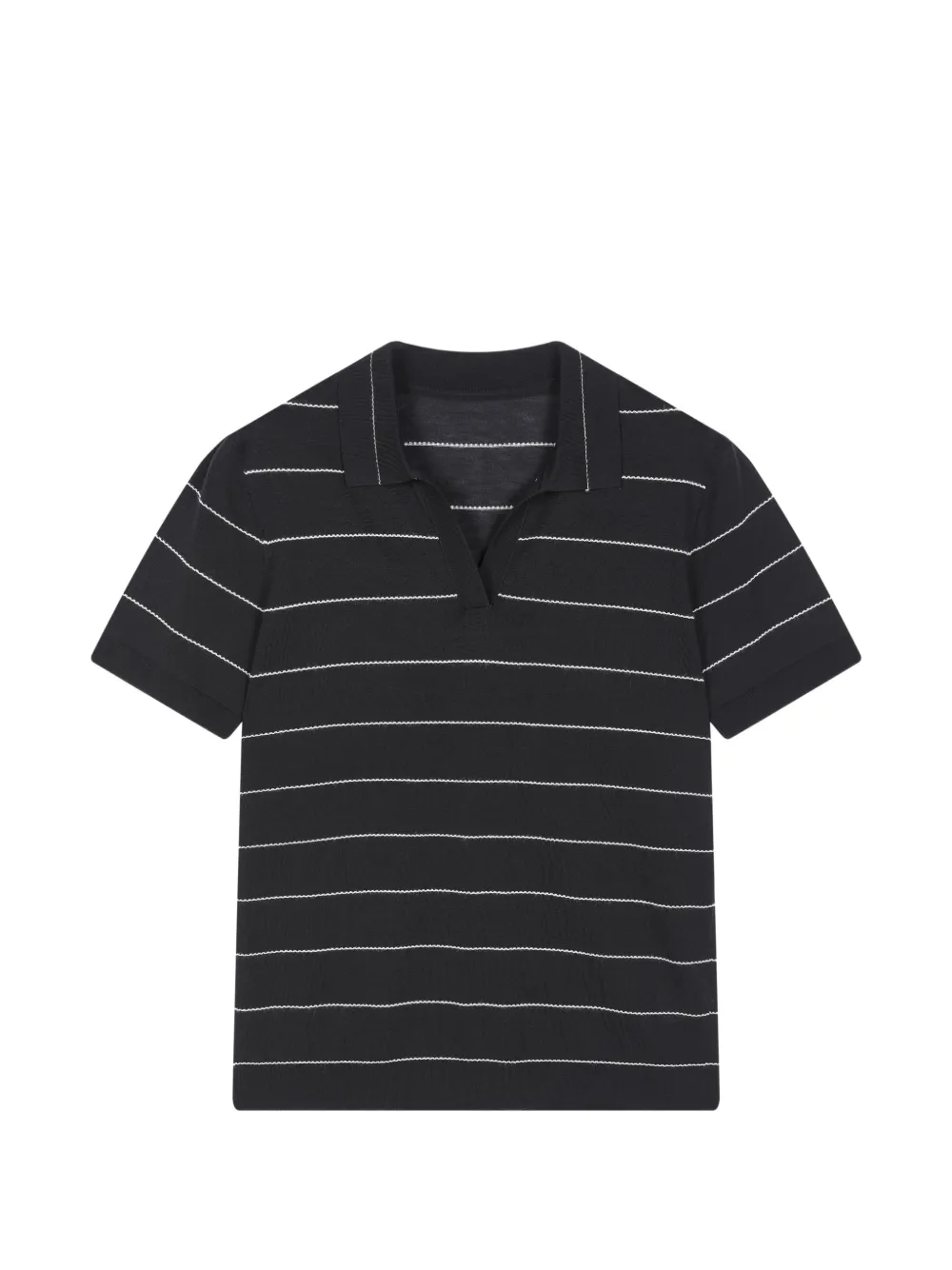 JNBY Gestreept T-shirt met polokraag Zwart