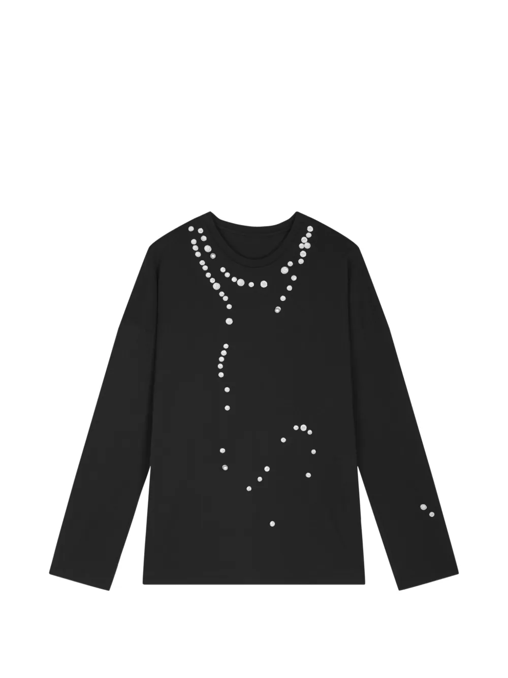 Jnby Pearl-embellished Long-sleeved T-shirt In Black