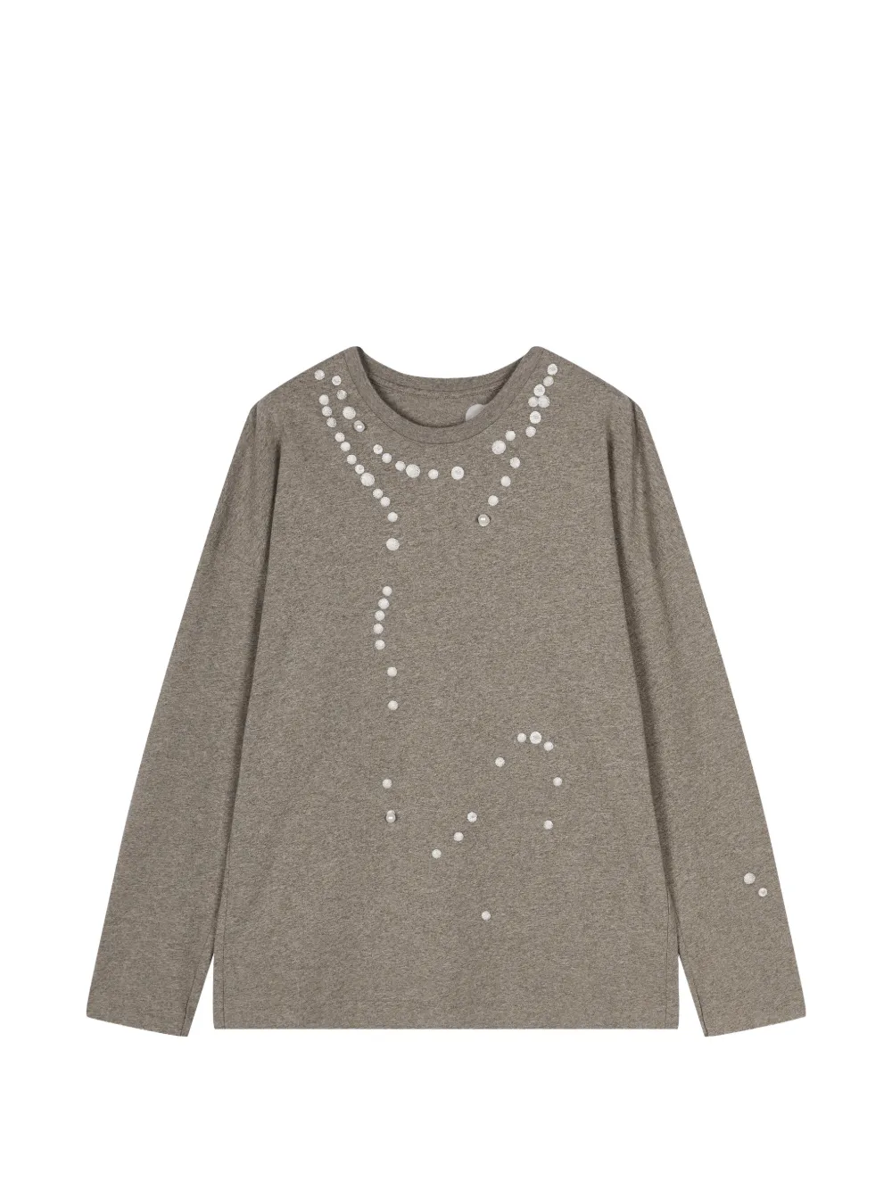 Jnby Pearl-embellished Long-sleeved T-shirt In Green
