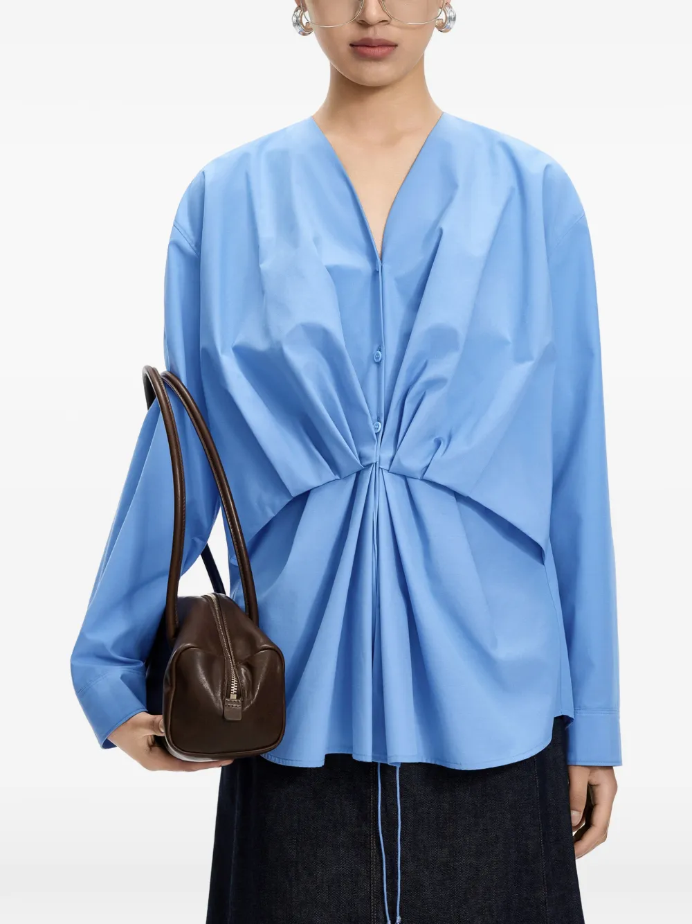 JNBY Gedrapeerde blouse met trekkoordtaille Blauw