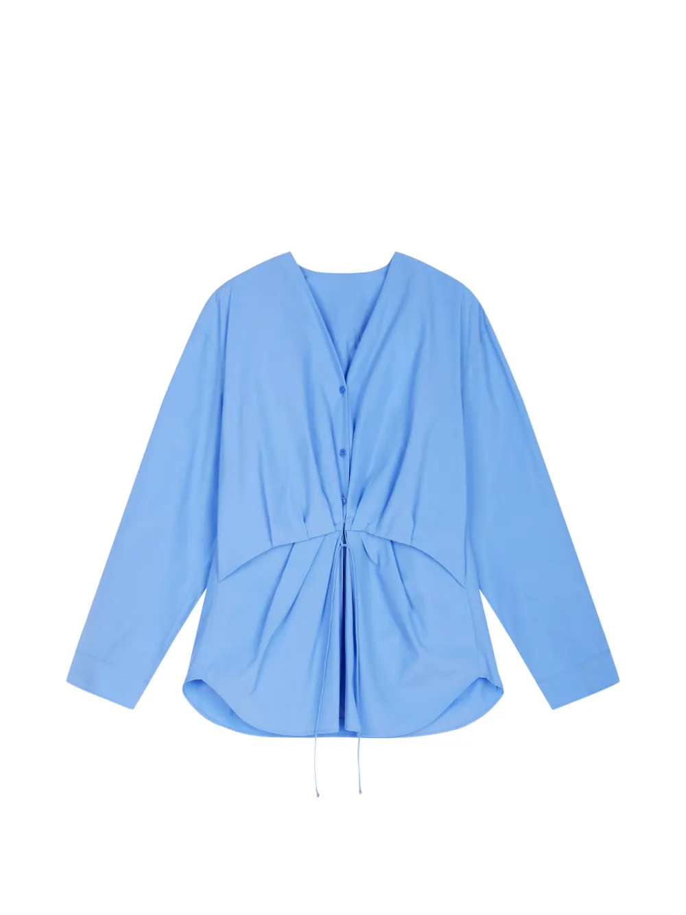 Jnby Drawstring-waist Draped Shirt In Blue