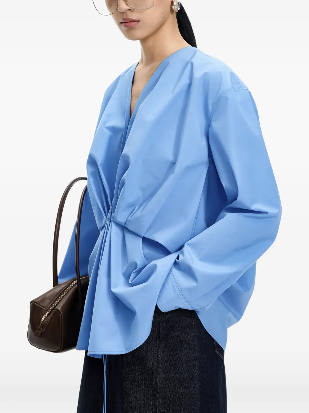 JNBY Gedrapeerde blouse met trekkoordtaille Blauw