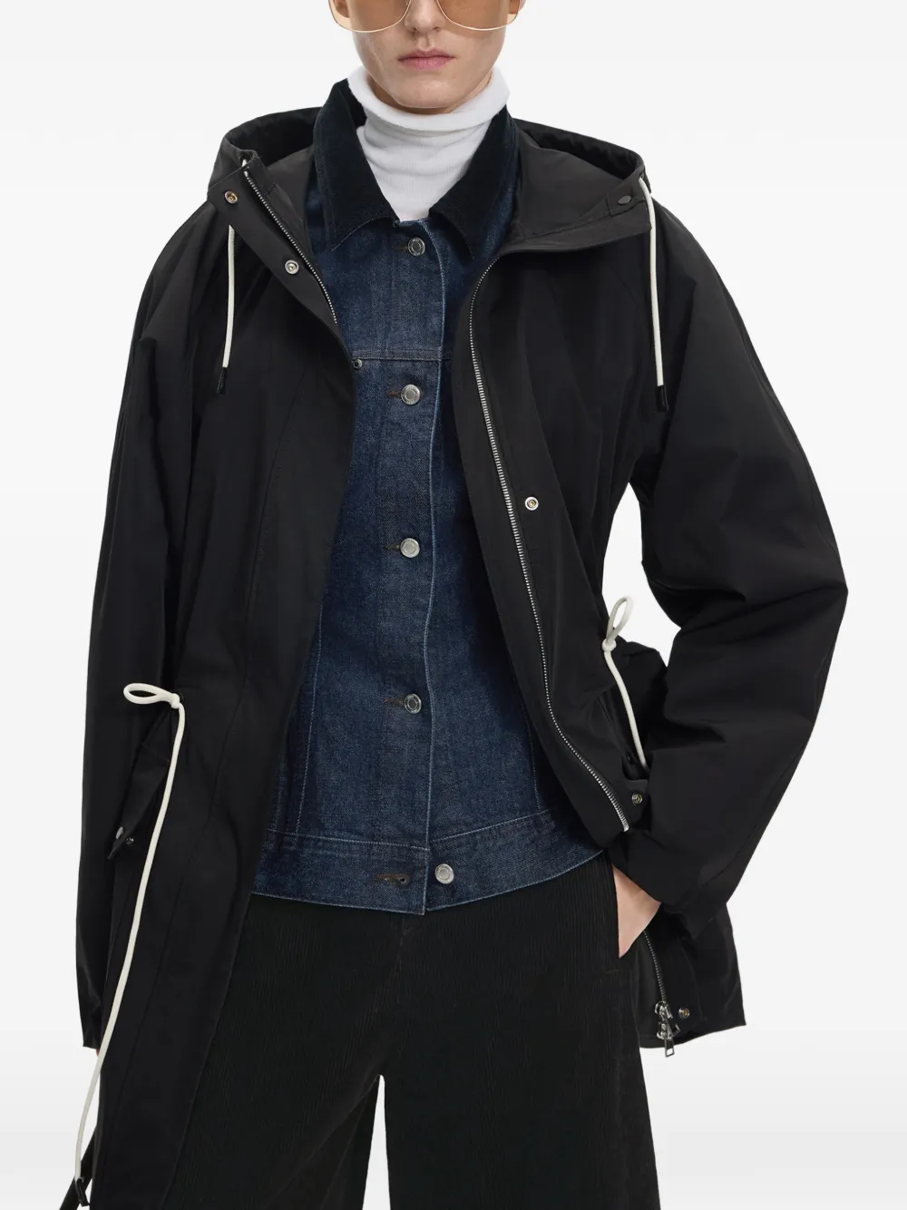 JNBY Trenchcoat met trekkoord en raglan mouwen Zwart