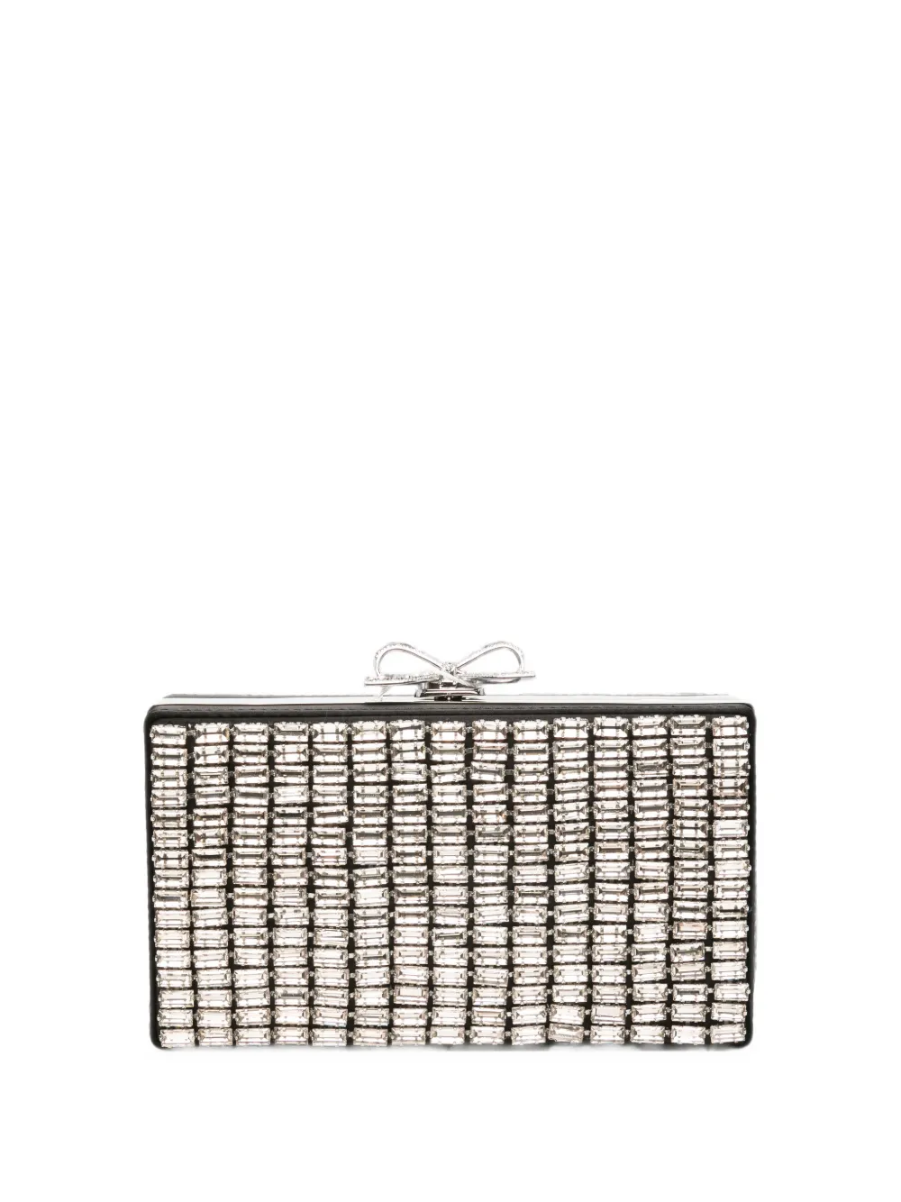 Self-Portrait Bow crystal-embellished clutch bag - Argento