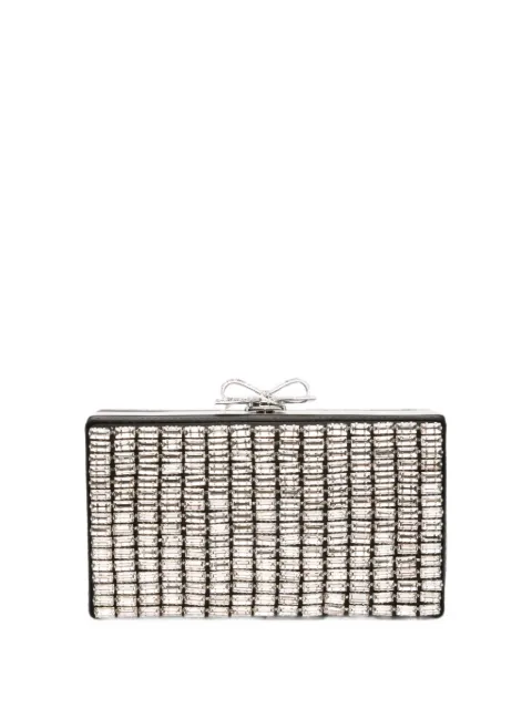 Self-Portrait Bow crystal-embellished mini clutch bag