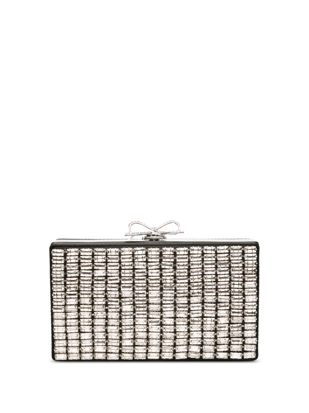 Self-Portrait Bow crystal-embellished clutch bag - Argento