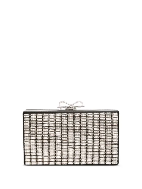 Self-Portrait Bow crystal-embellished mini clutch bag