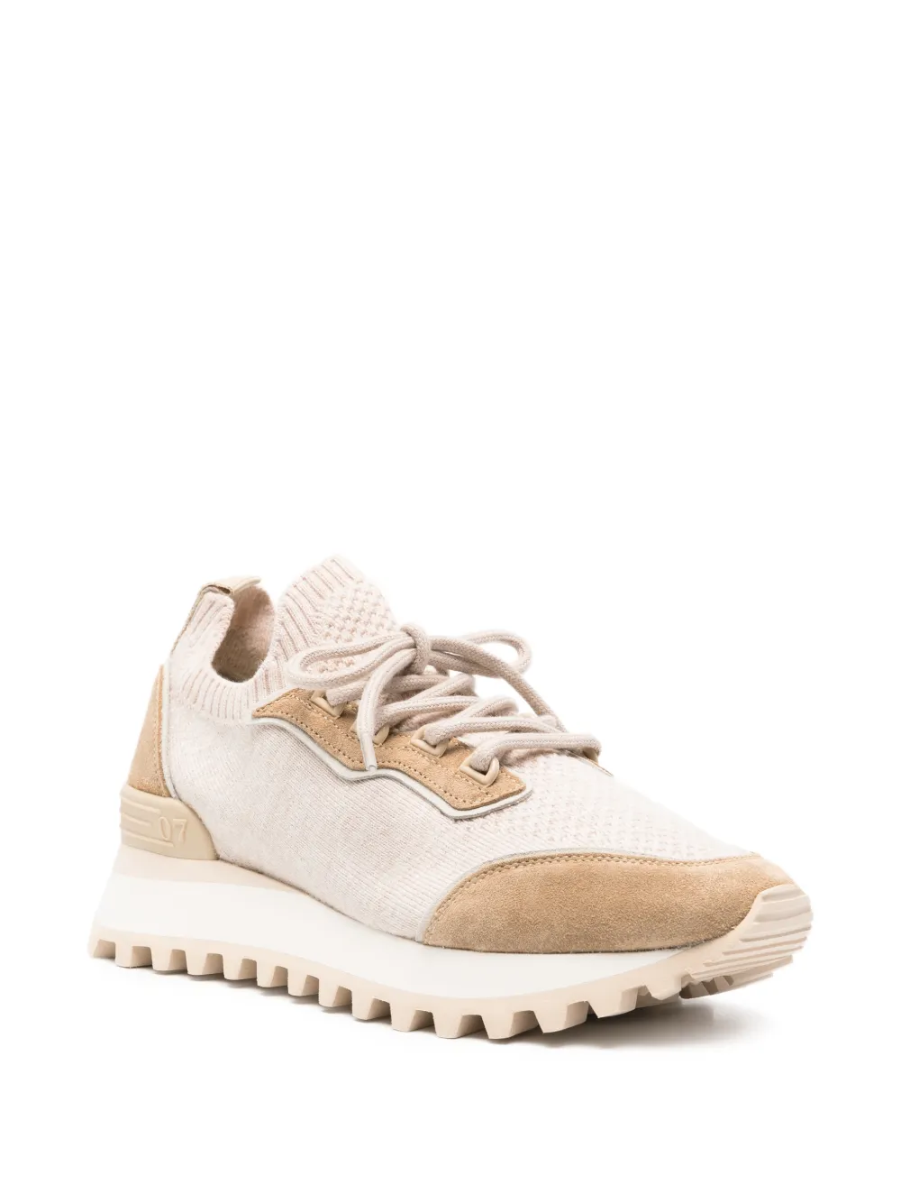Eleventy Suede-panelled Knit Sneakers in Neutrals, view 2