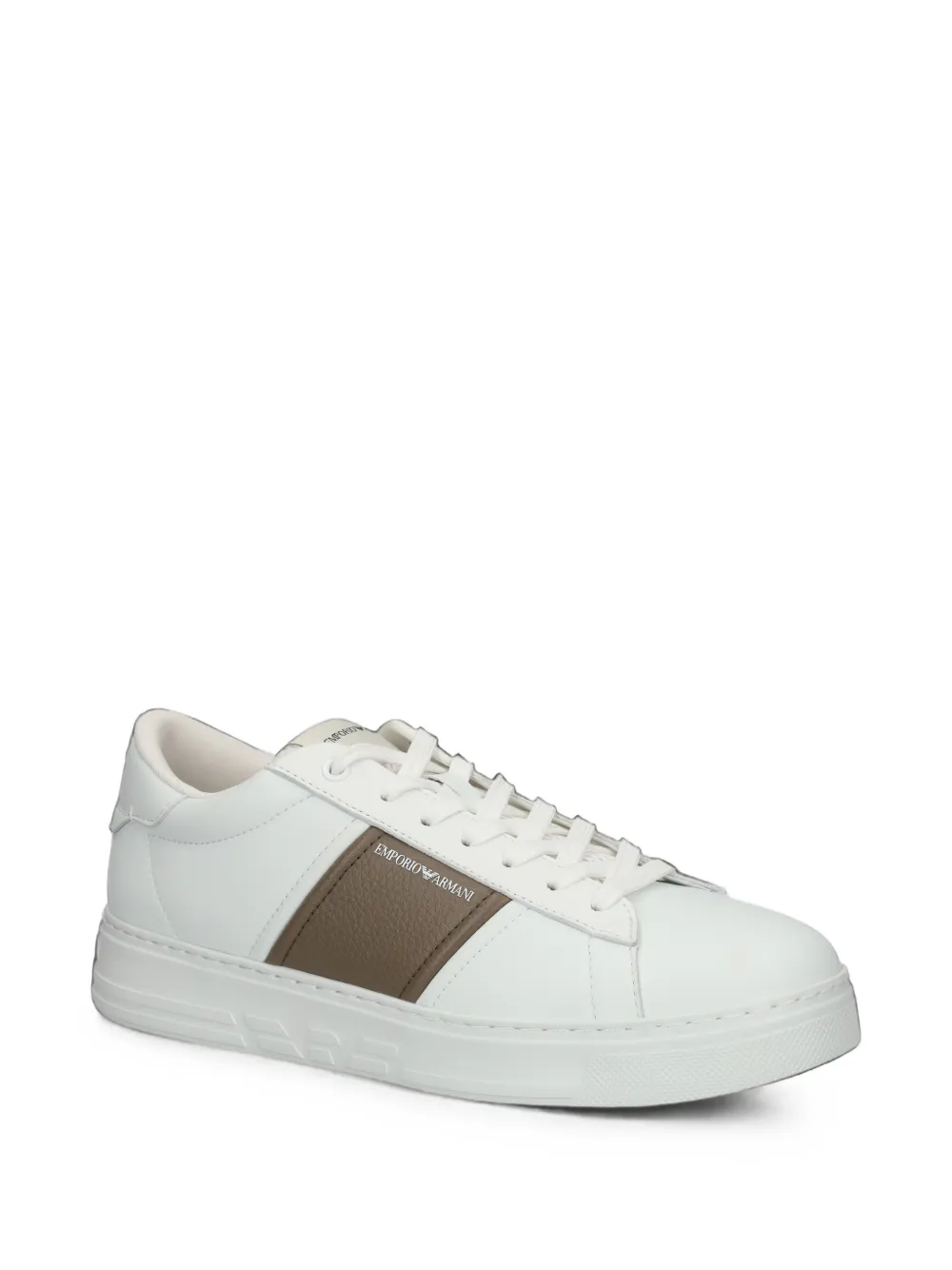 Emporio Armani constrasting-panel leather sneakers Wit