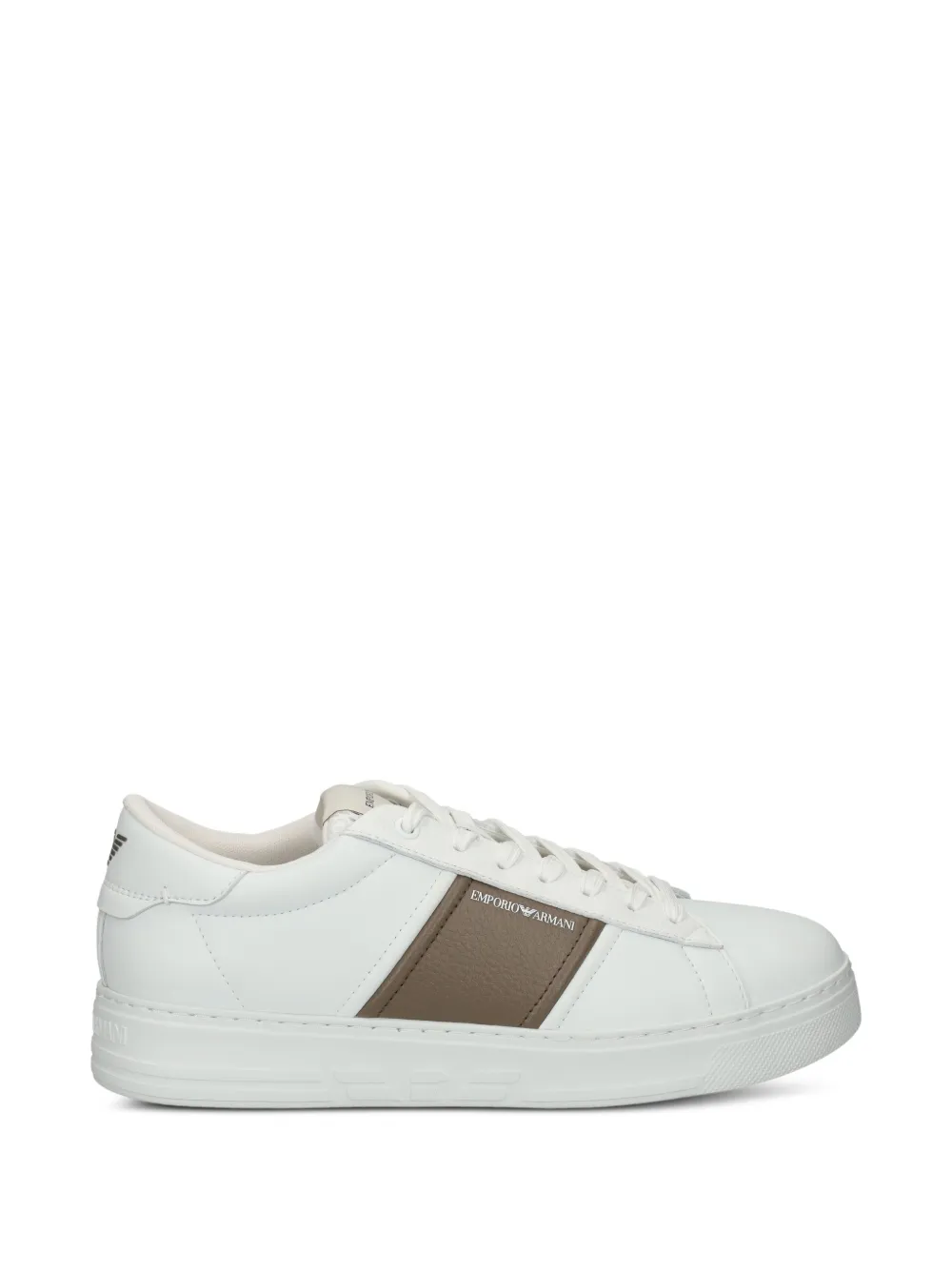 Emporio Armani constrasting-panel leather sneakers - Bianco