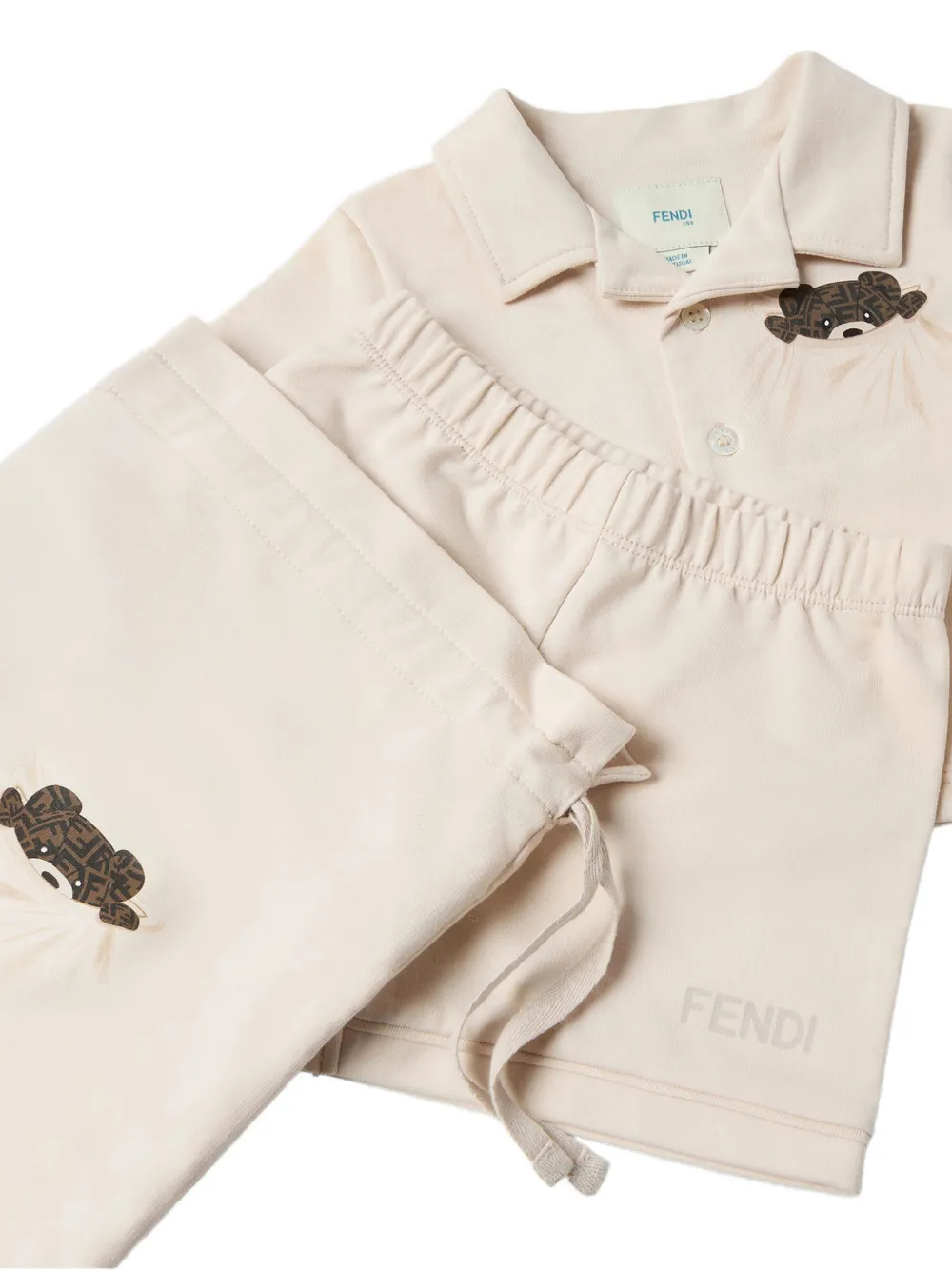 Fendi Kids Pyjama met beerprint Beige