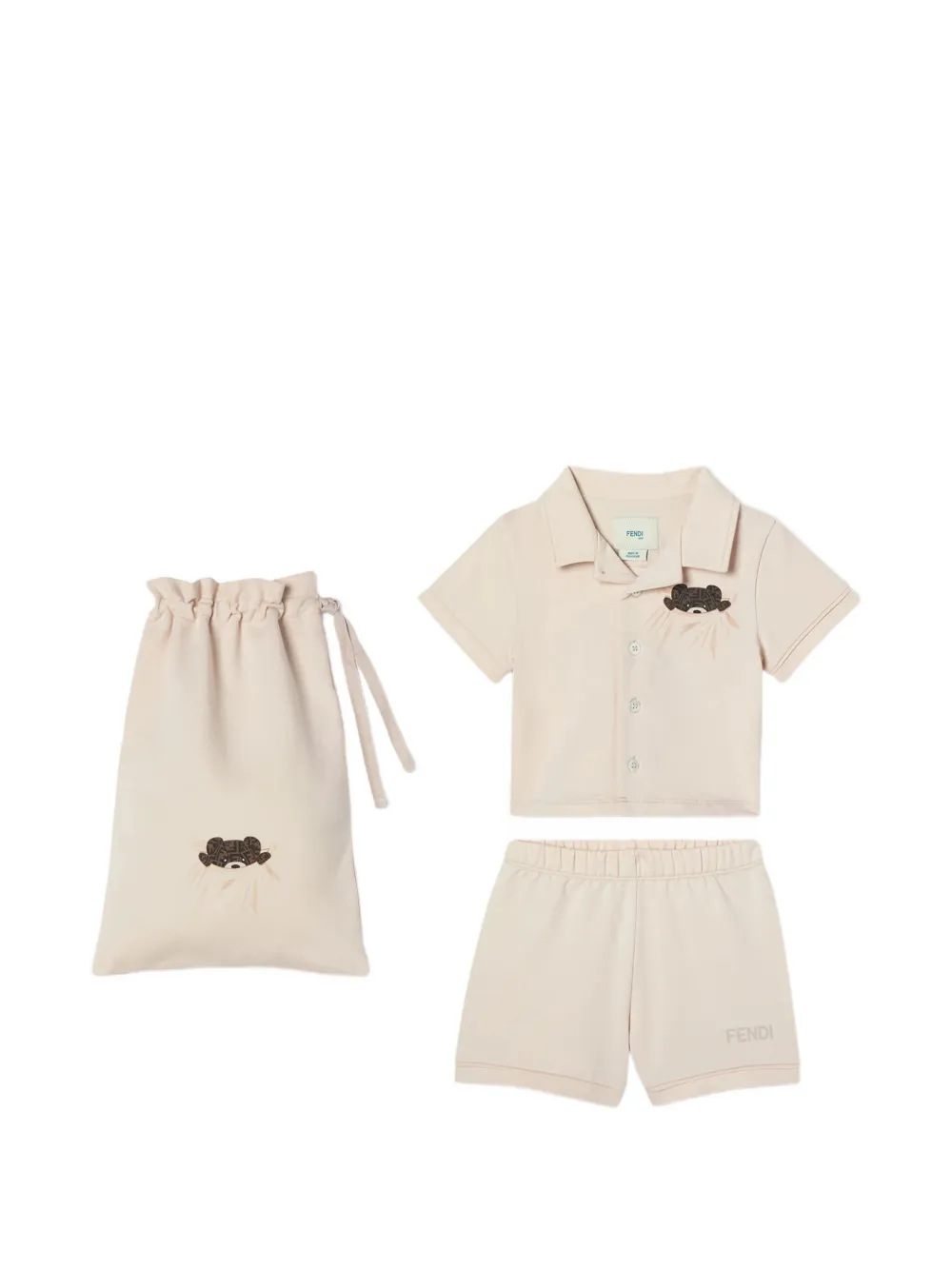 Fendi Kids pyjama à imprimé ours - Tons neutres Fendi Kids pyjama à imprimé ours - Tons neutres