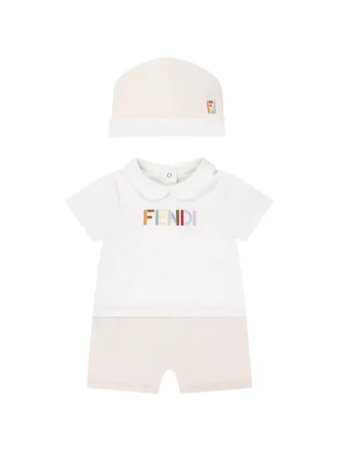 Fendi Kids logo-embroidered Peter Pan collar shorties