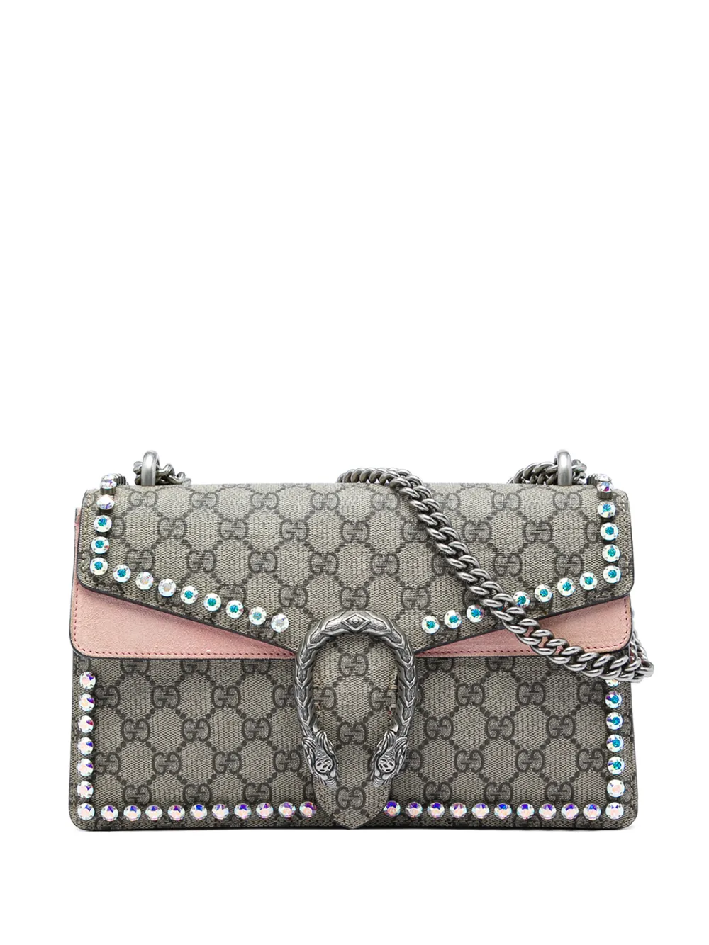 Gucci Pre-Owned Borsa a spalla Dionysus media in tessuto GG Supreme con cristalli 2016-2026 - Toni neutri