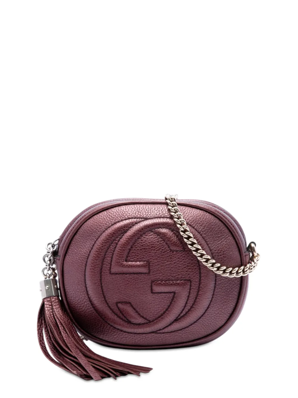 Gucci Pre-Owned 2016-2026 Mini Metallic Pebbled Calfskin Soho Chain crossbody bag - Viola