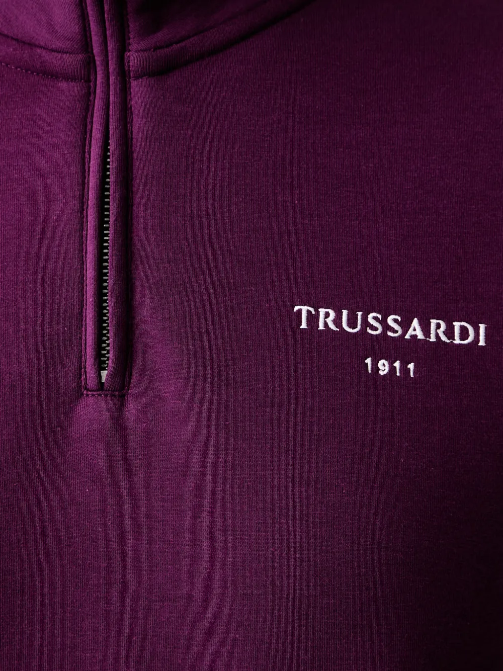 Trussardi Sweater met logopatch en kwart rits Paars