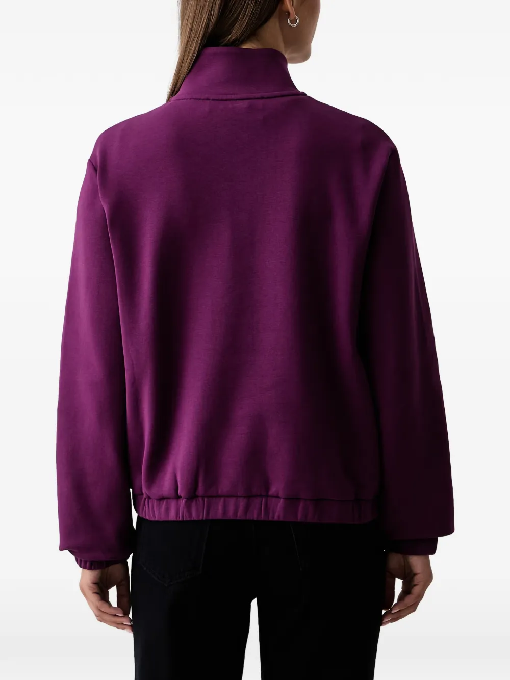 Trussardi Sweater met logopatch en kwart rits Paars