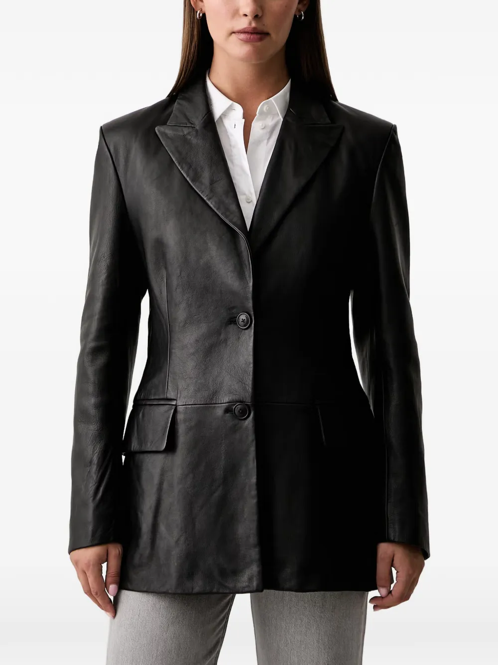 Trussardi single-breasted leather jacket - Schwarz