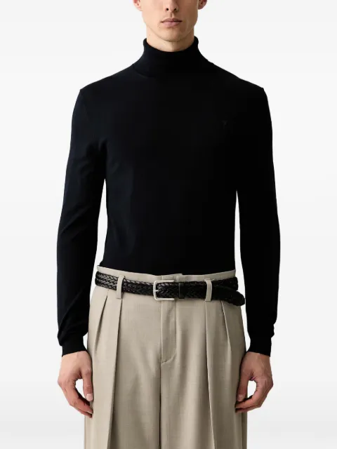 Trussardi roll-neck embroidered-logo sweater