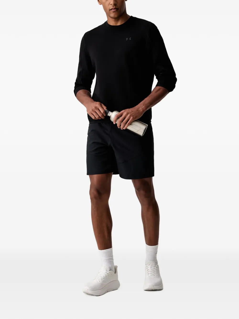Under Armour Unstoppable fleece T-shirt met lange mouwen en logoprint Zwart