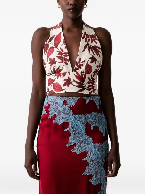 VICOLO leaf-print halterneck top
