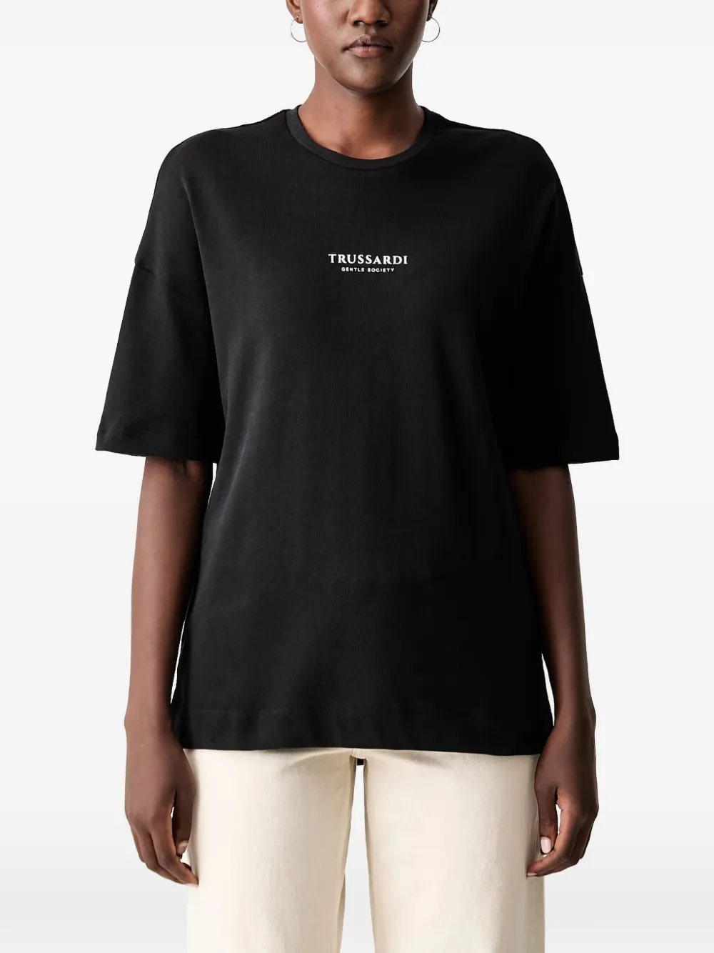 Trussardi logo-print drop-shoulder T-shirt - Nero