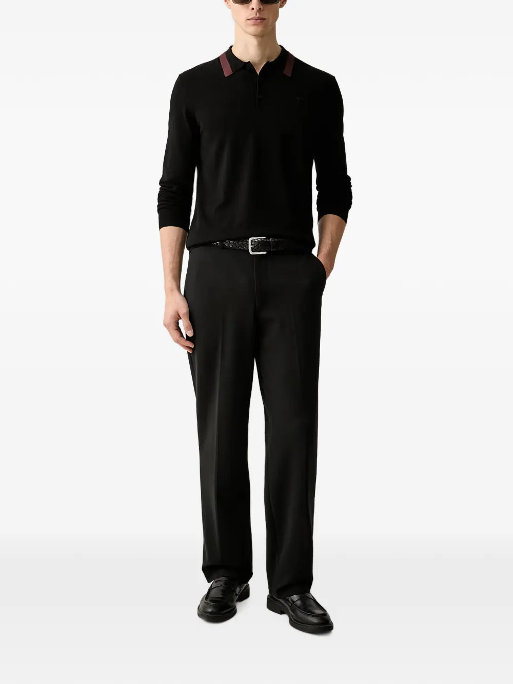 Trussardi Poloshirt met contrasterende kraag Zwart