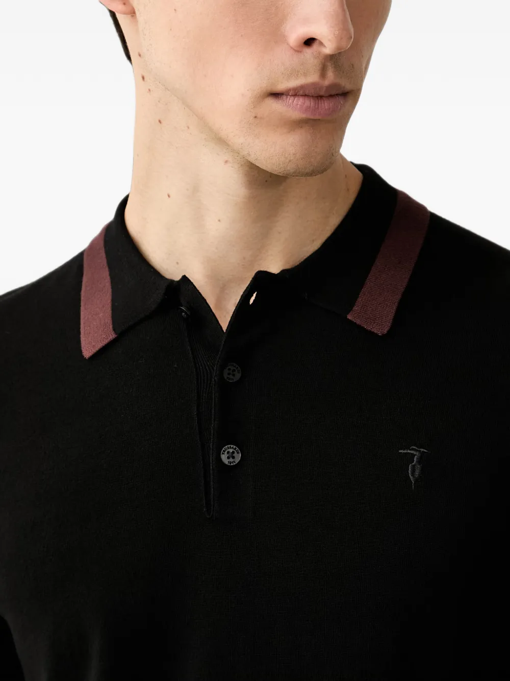 Trussardi Poloshirt met contrasterende kraag Zwart