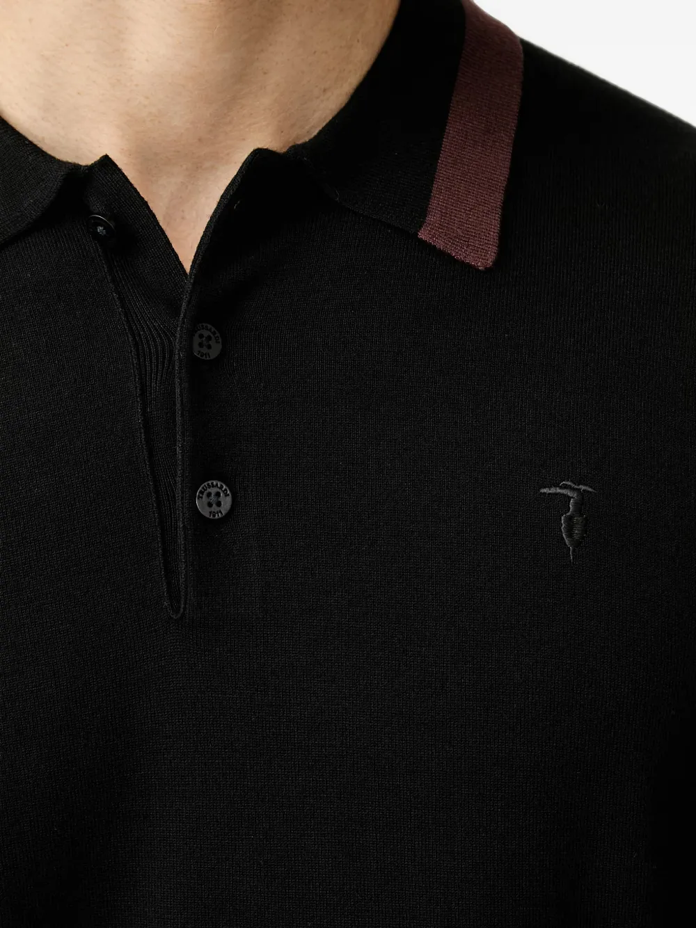 Trussardi Poloshirt met contrasterende kraag Zwart