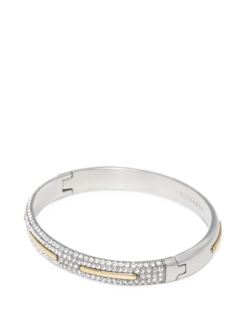 Trussardi crystal-embellished two-tone bangle bracelet - Argento