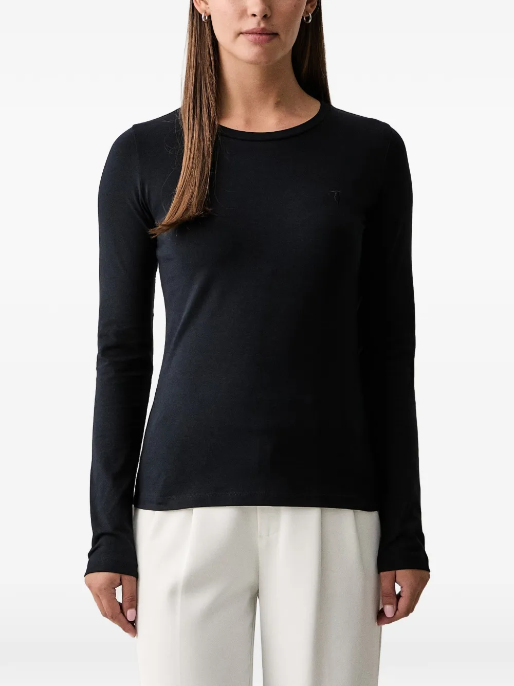 Trussardi Langarmshirt mit Logo-Stickerei - Schwarz