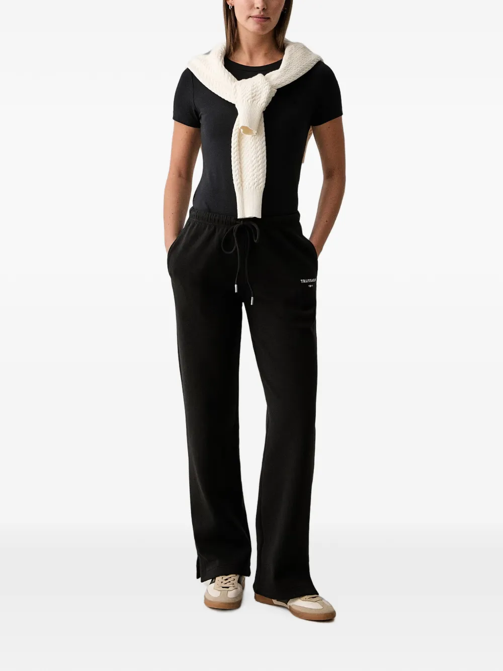 Trussardi T-shirt met geborduurd logo Zwart