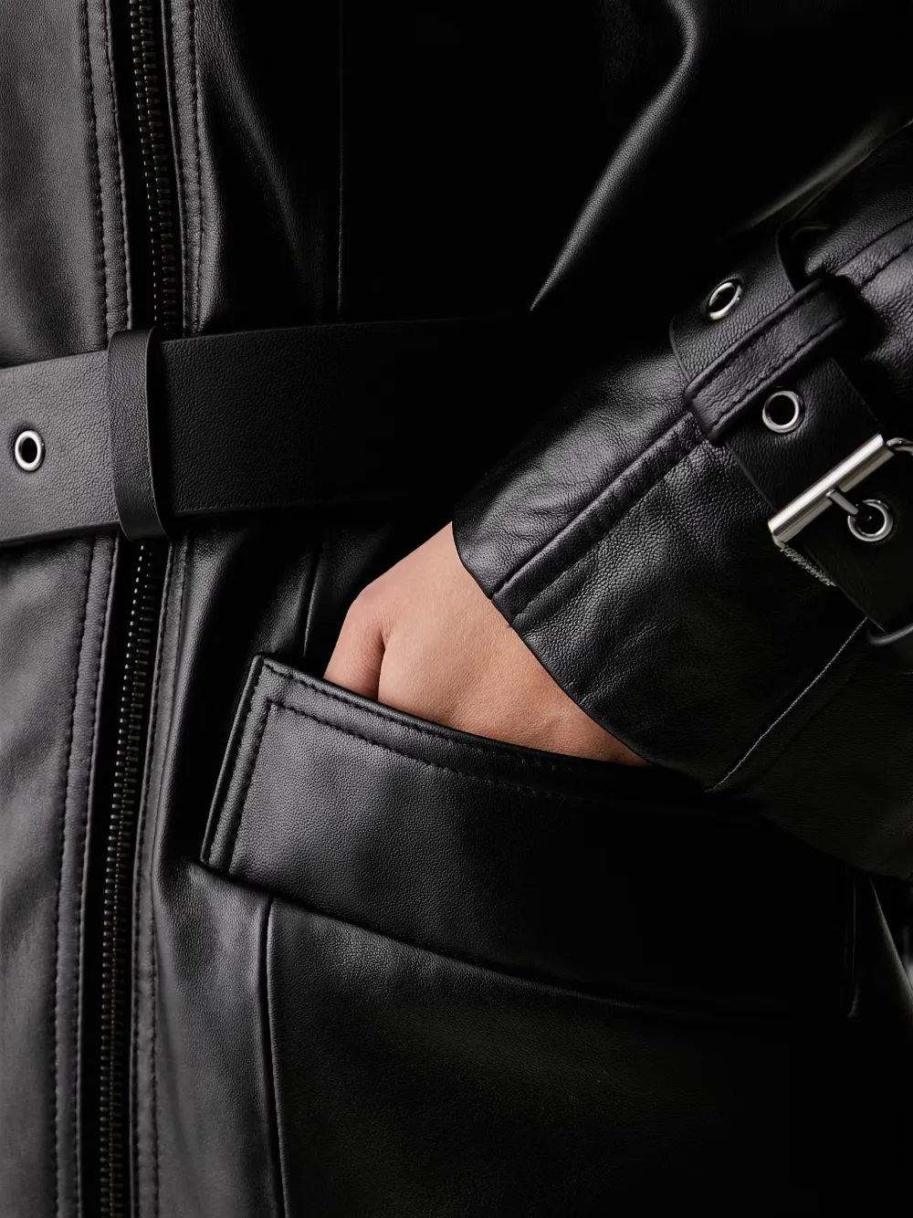 Trussardi Leren bikerjack Zwart