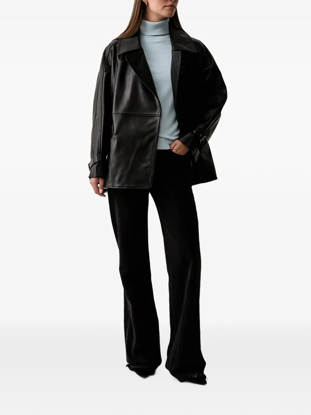 Trussardi Leren bikerjack Zwart